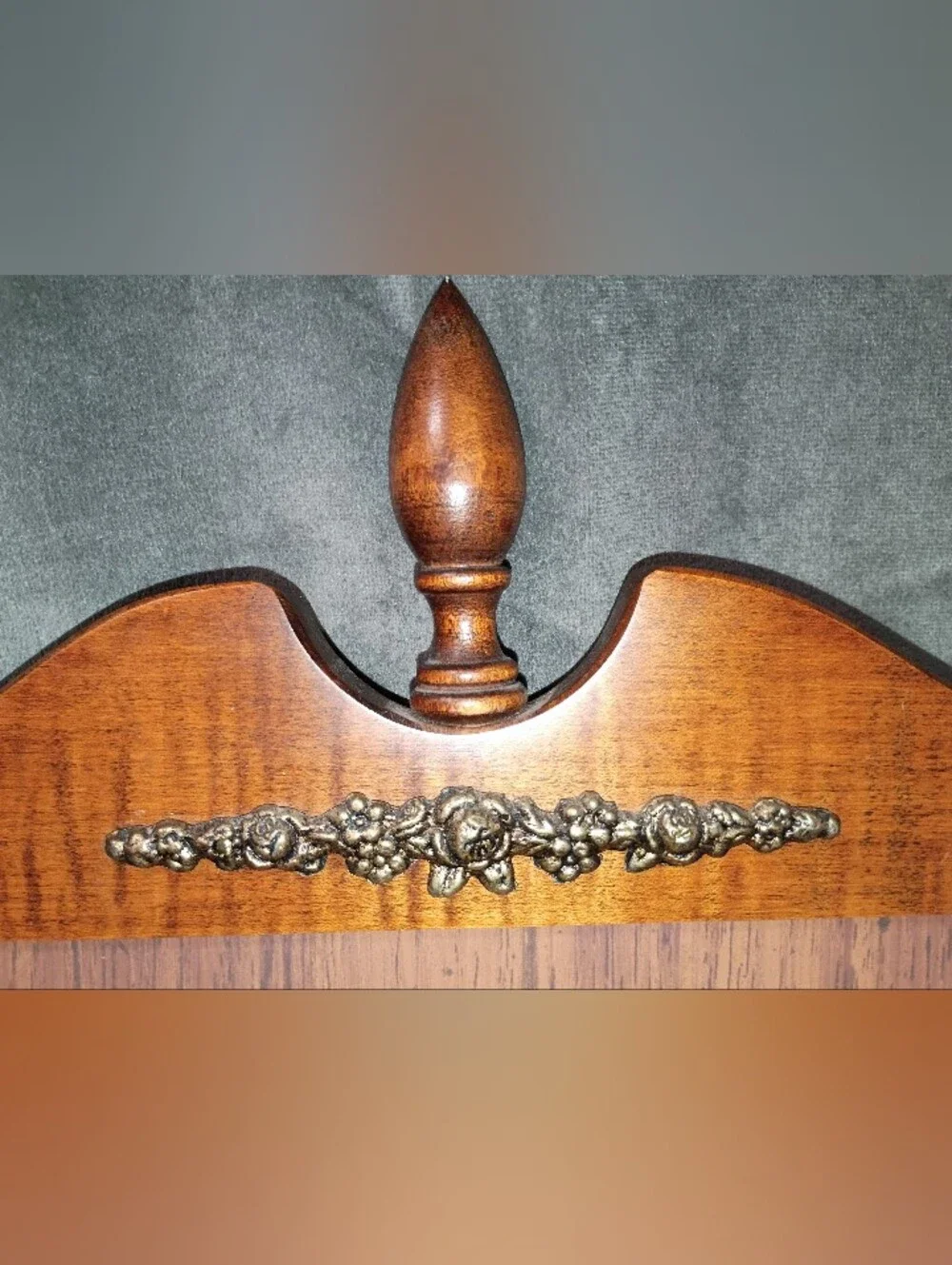 Vintage Verichron Cottagecore Wall Clock with Orange Floral Dial And Wood Case